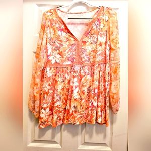 Torrid Baby Doll Style Top with Sheer Sleeves